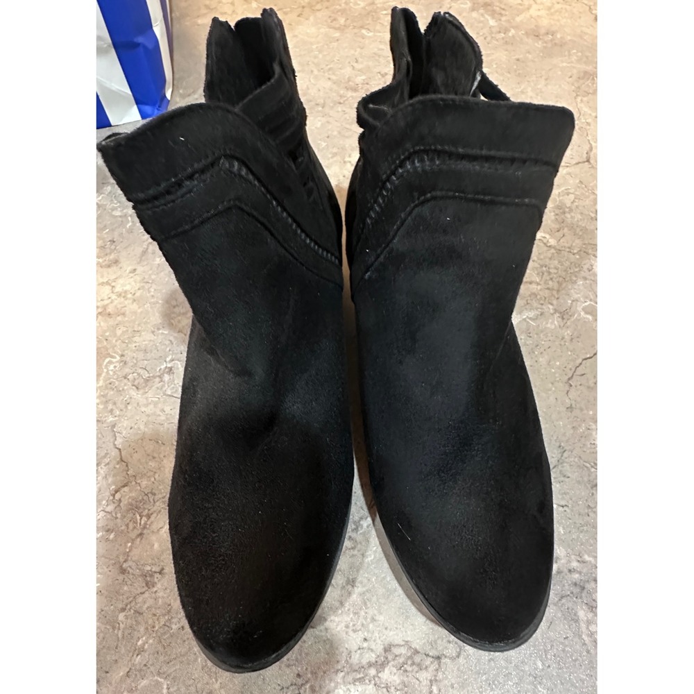 Athens Black Faux Suede Ankle Booties Side Zip Lace Up Women's Size 8.5